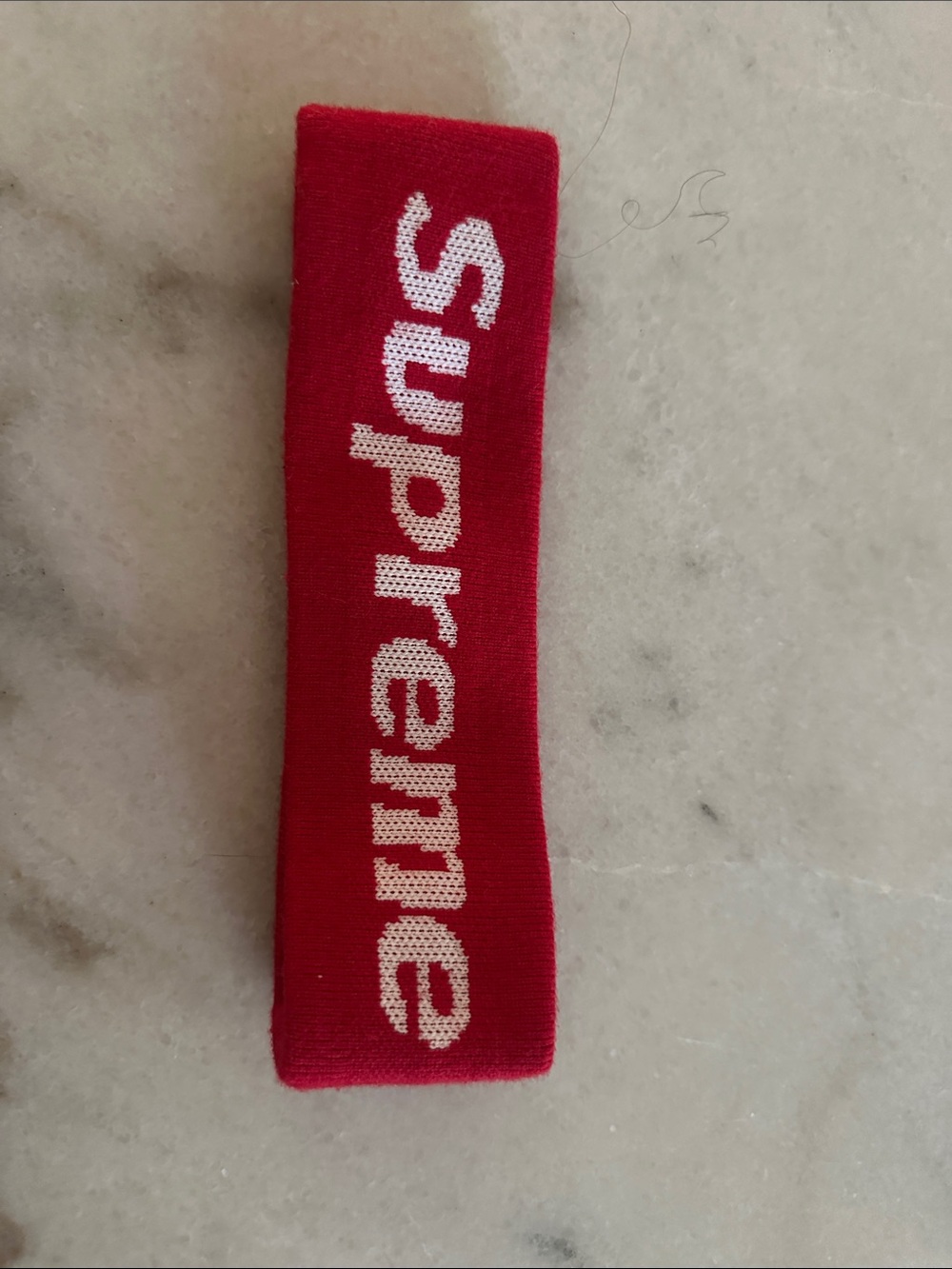 Supreme Red Headband with White Logo